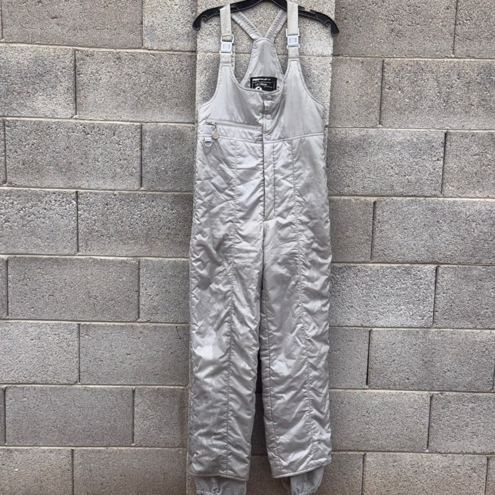Vintage JCPenney Ski Wear Silver Ski & Snowboard Bibs Small